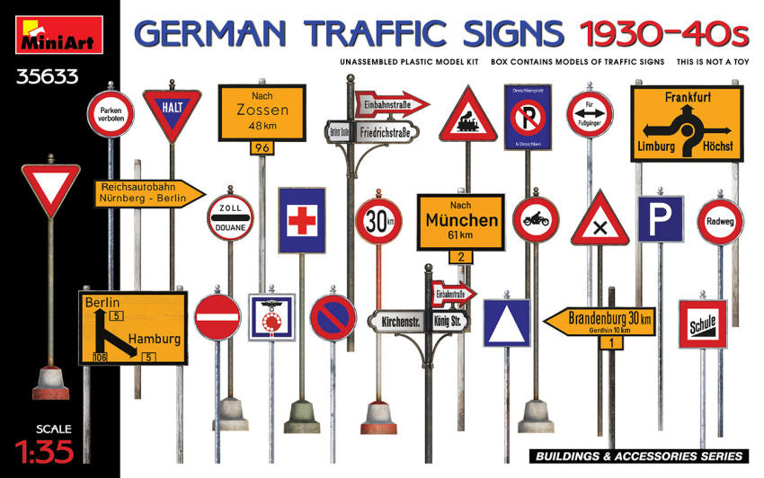 German Traffic Signs 1930-40s Kit – Miniart 1:35