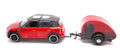 Mini Cooper S Countryman With Camper Trailer Red/black – MotorMax 1:24