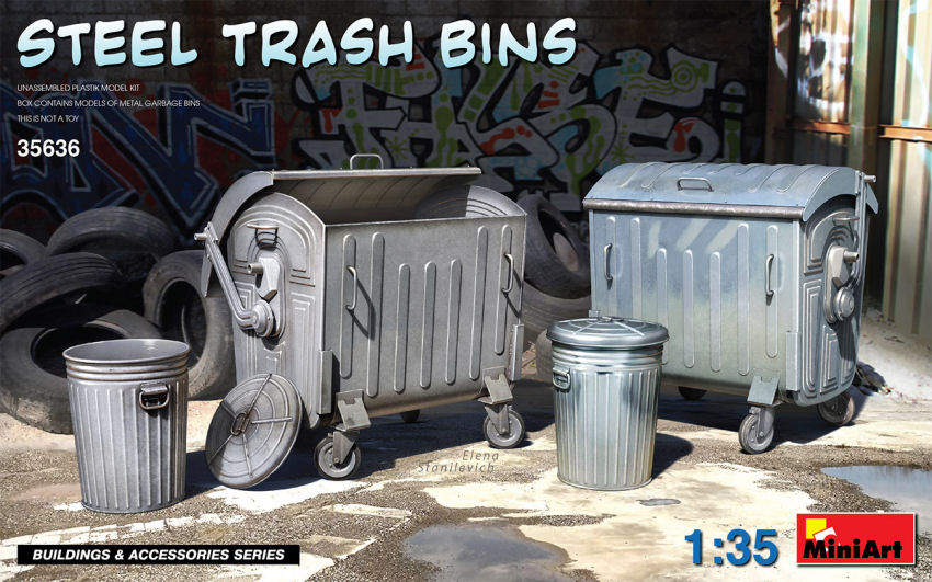 Steel Trash Bins Kit – Miniart 1:35