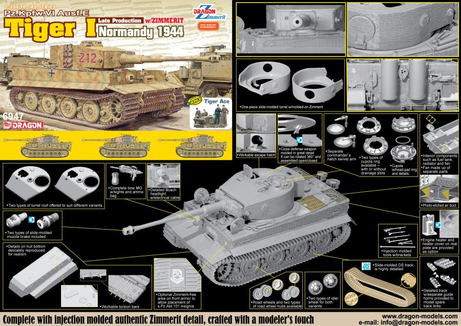 Tiger I Late Production W/zimmerit (normandy 1944) Kit – Dragon 1:35
