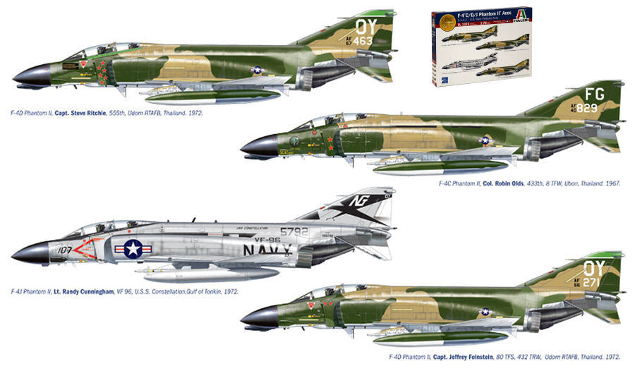 F-4 C/D/J Phantom Usa-Us Navy Vietnam Aces Decals X 4 Versioni Kit 1:72 – Italeri