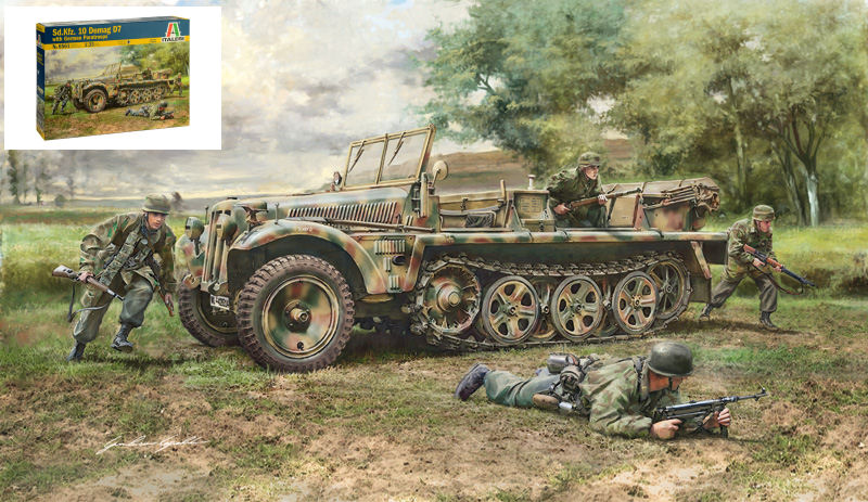 SD.KFZ.10 Demag D7 With German Paratroopers Kit – Italeri 1:35