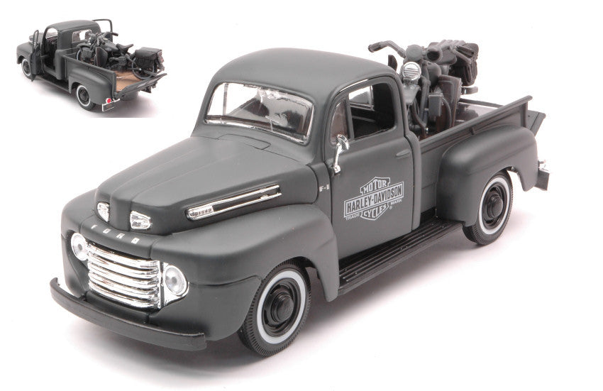 Ford F1 Pick Up 1948 W/harley Davidson Wla Flathead Matt Grey – Maisto 1:24