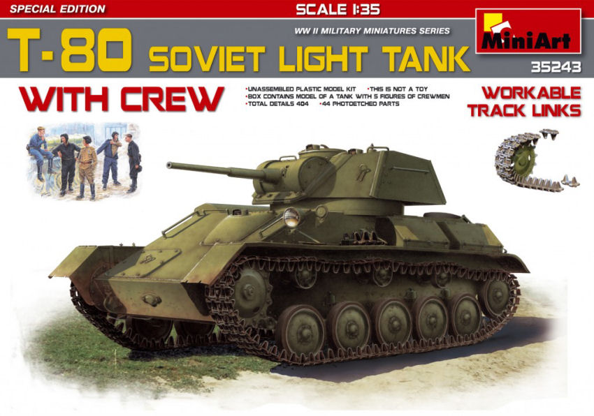 T-80 Soviet Light Tank W/crew Kit – Miniart 1:35
