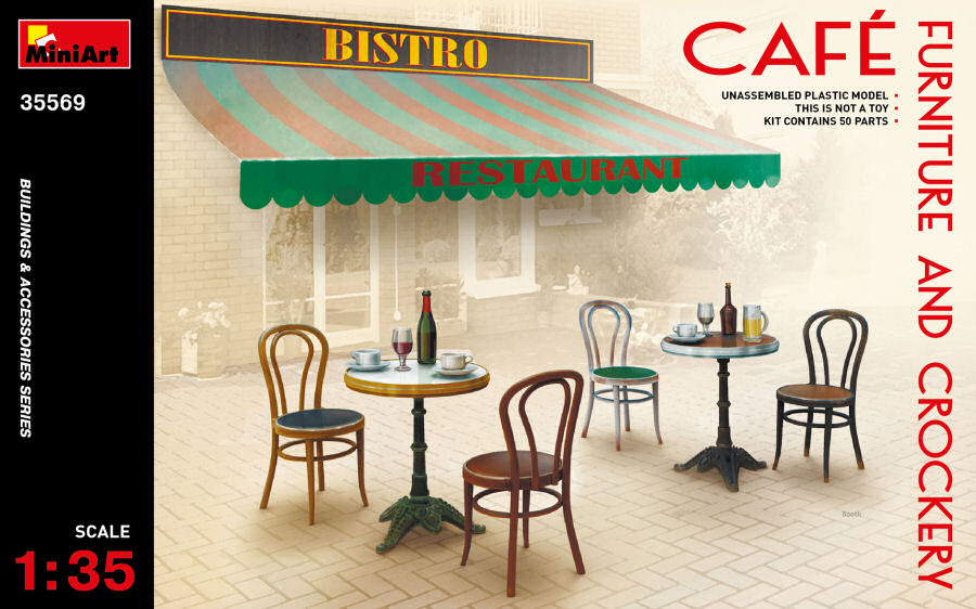 Cafe' Furniture & Crockery Kit – Miniart 1:35