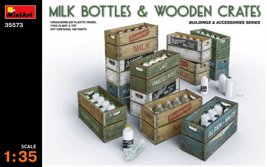 Milk Bottle & Wooden Crates Kit – Miniart 1:35