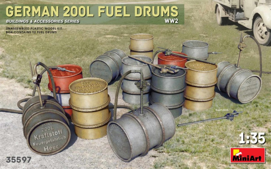 German 200 L Fuel Drum Set WWII Kit – Miniart 1:35