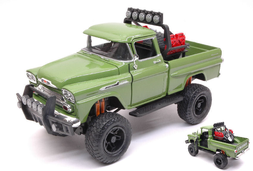 Chevrolet Apache Fleetside Pick Up Off Road 1958 Green – MotorMax 1:24