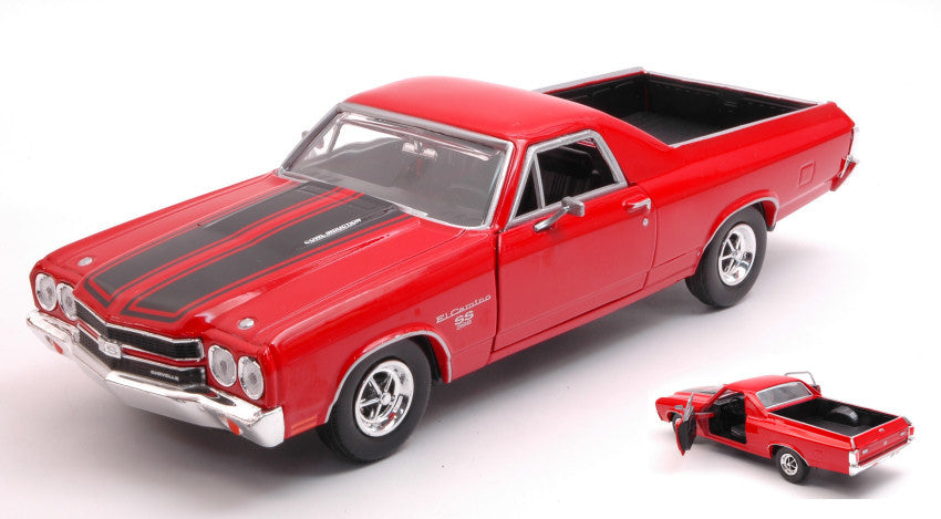 Chevrolet El Camino Ss 396 1970 Red W/black Stripes – MotorMax 1:24