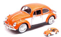 VW Beetle W/luggage Orange Beige – MotorMax 1:24
