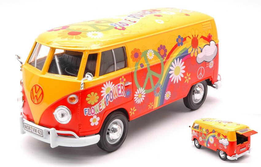 VW Type 2 (T1) Delivery Van Flower Power – MotorMax 1:24