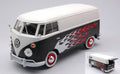 VW Type 2 (T1) Delivery Van White/black W/flames – MotorMax 1:24