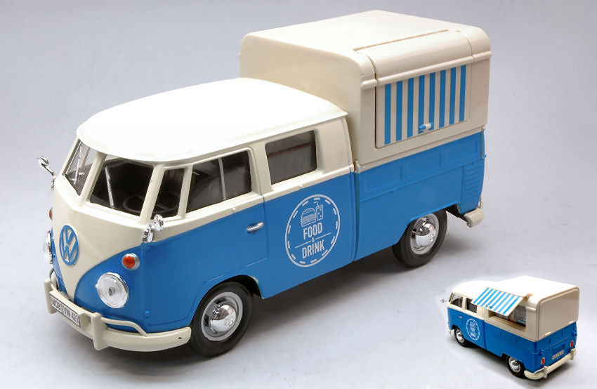 VW Type 2 (T1) 1965 Delivery Van Food Truck Blue – MotorMax 1:24
