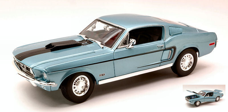 Ford Mustang GT Cobra Jet 1968 Light blu Metallic 1:18 – Maisto