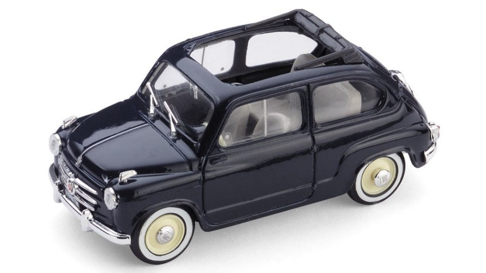 Fiat 600 Convertibile Aperta 1956 Bleu Scuro – Brumm 1:43
