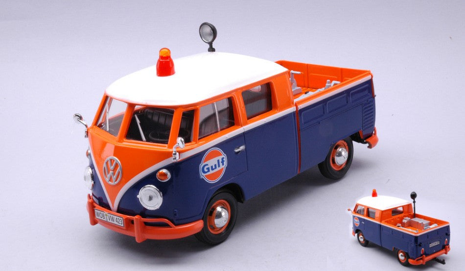 VW Type 2 T1 Service Pick Up Gulf Blue/orange – MotorMax 1:24