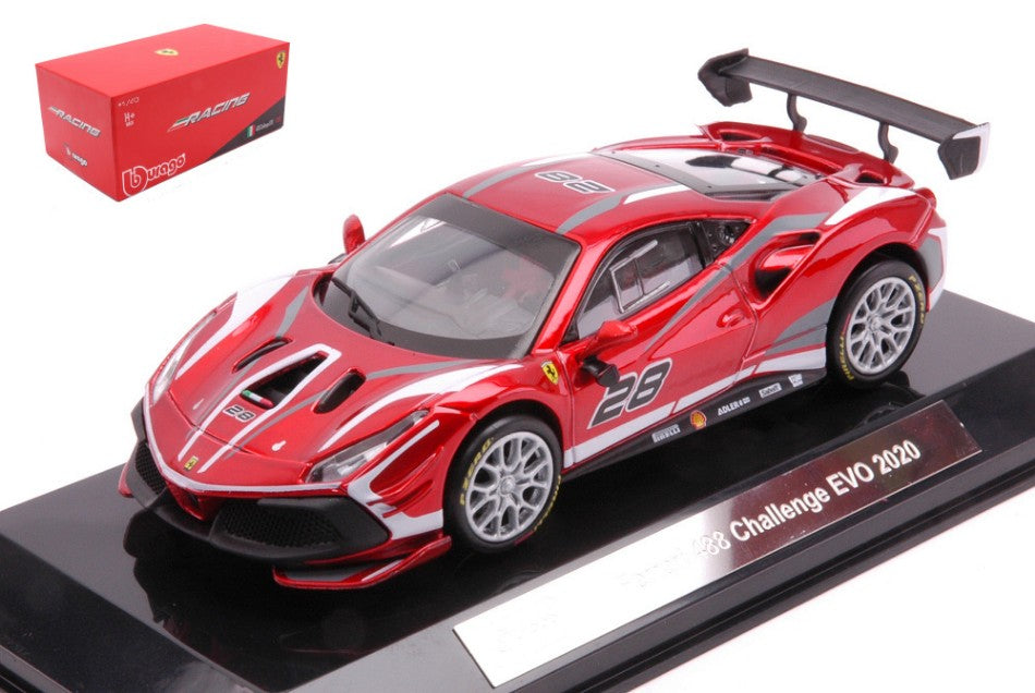 Ferrari 488 Challenge Evo 2020 N.28 Racing Series Metallic rosso 1:43 – Bburago