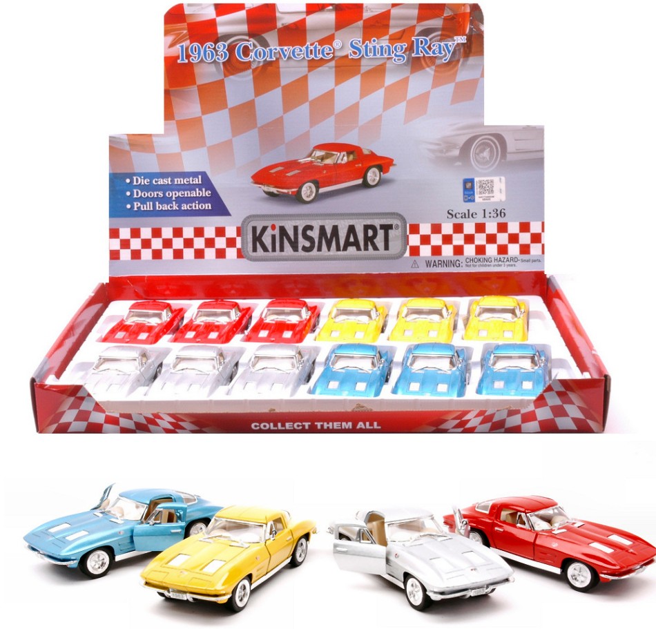 Corvette Stingray 1963 Col.ass.cm 12,5 – Kinsmart 1:36
