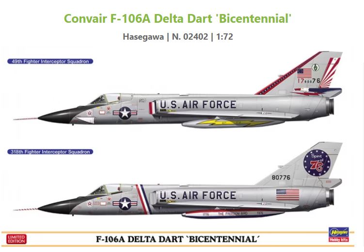 F-106A Delta Dart Bicentennial (2 Kits) Kit 1:72 – Hasegawa