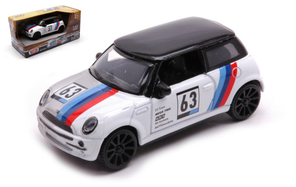 Mini Cooper N.63 GT Racing White/black/blue Red – MotorMax 1:43