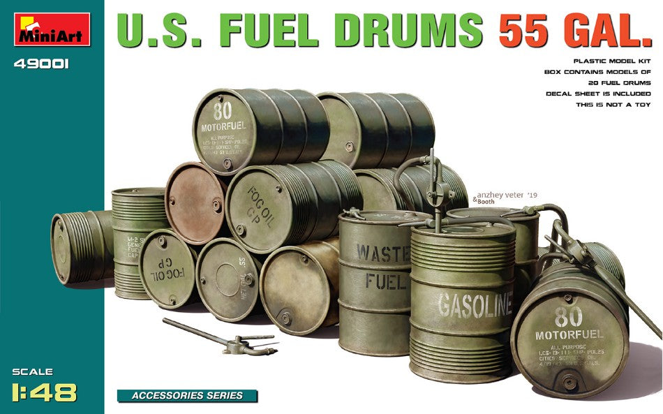 U.S. Fuel Drums 55 Gal.kit – Miniart 1:48