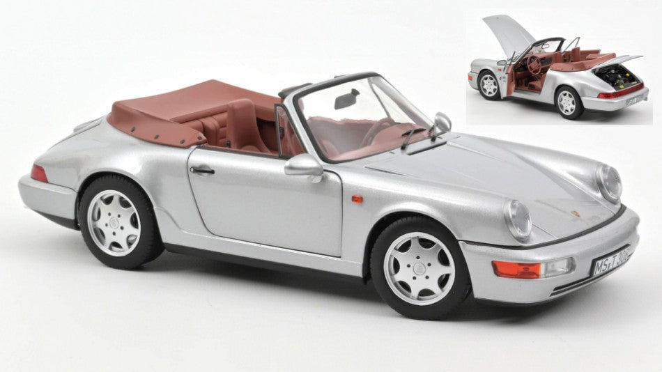 Porsche 911 Carrera 2 Cabriolet 1990 argento 1:18 – Norev