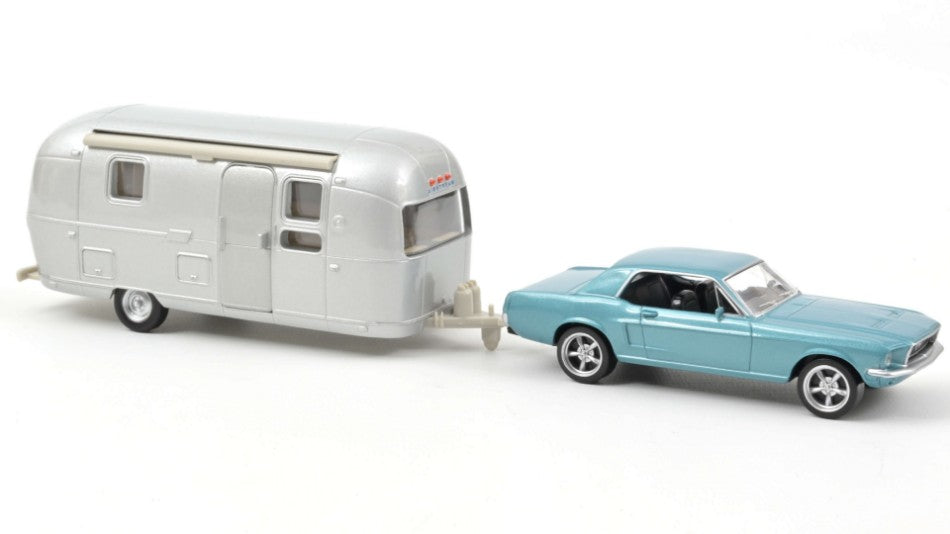 Ford Mustang 1968 Metallic Blue And Airstream Caravan – Norev 1:43