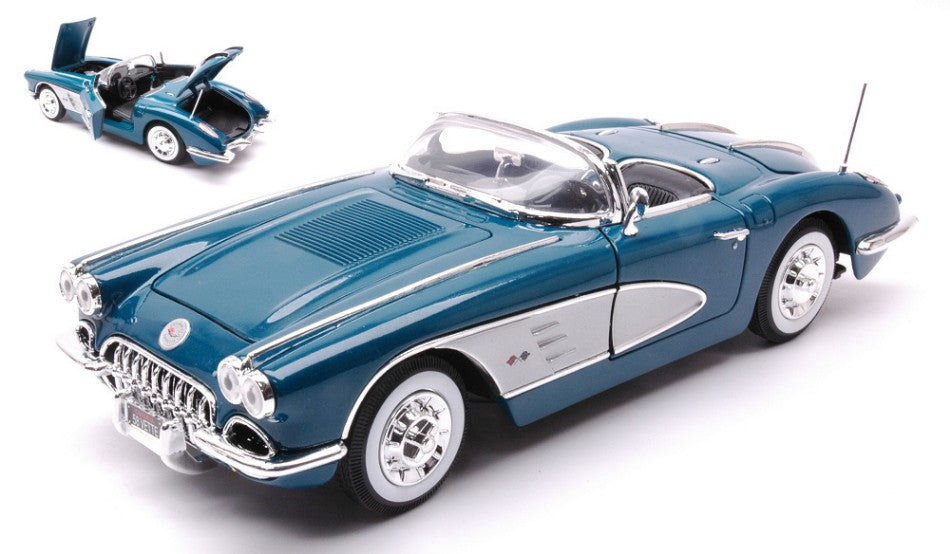 Chevrolet Corvette 1958 Blue Petrole/silver – MotorMax 1:18