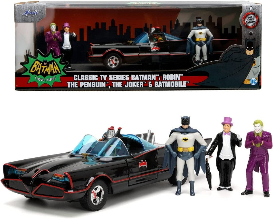 Batmobile 1966 With Figure Batman, Robin, The Penguin, The Joker – Jada Toys 1:24