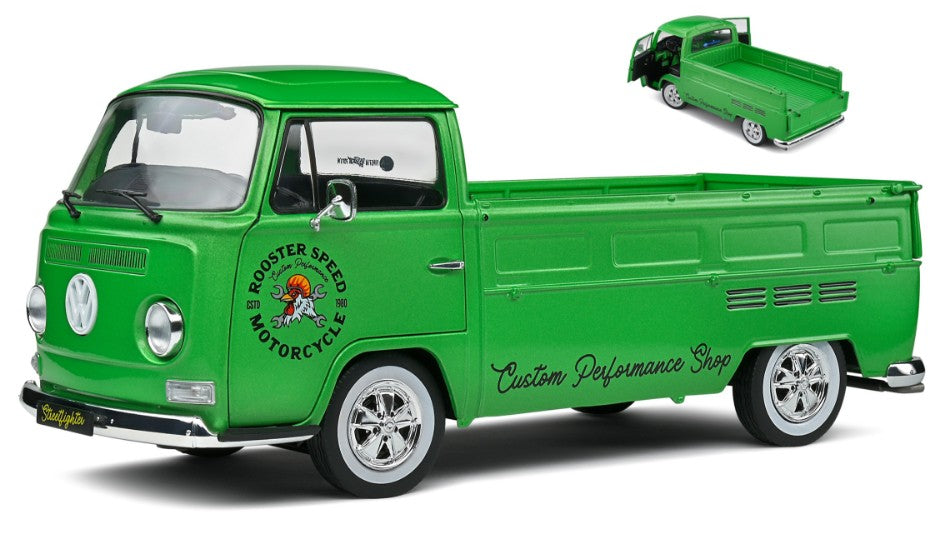 VW T2 Pick Up Rooster Speed Motorcycle Custom 1968 Green – Solido 1:18