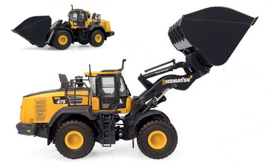 Pala Gommata Komatsu WA475-10 Tool Linkage With High Dump Bucket – Universal Hobbies 1:50