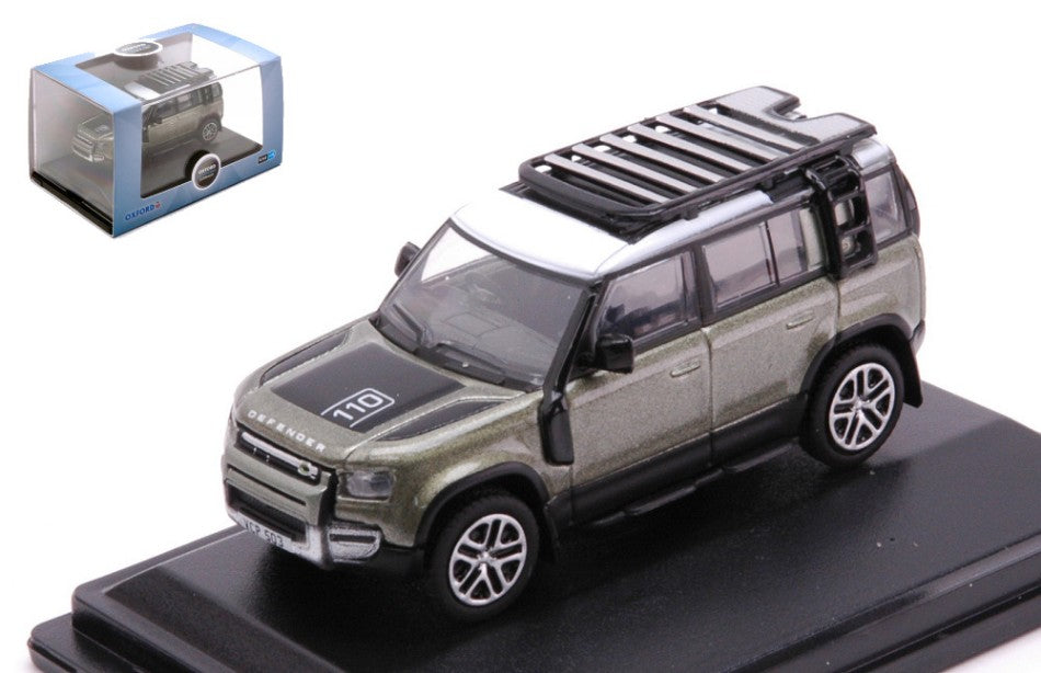 New Land Rover Defender 110 Metallic Green W/white Roof – Oxford 1:76