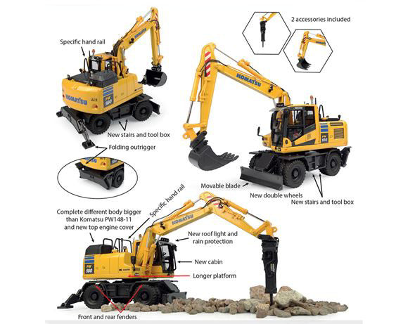 Escavatore Komatsu PW180-11 C/accessori – Universal Hobbies 1:50