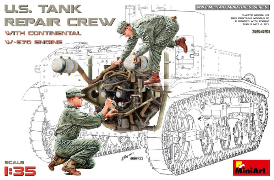 U.S. Tank Repair Crew W/continental W-670 Engine Kit – Miniart 1:35