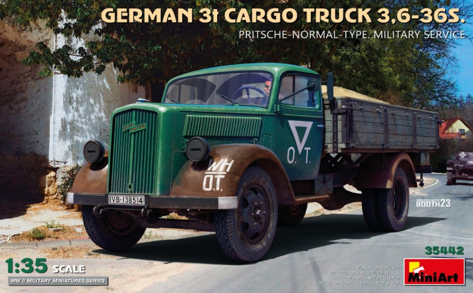 German 3t Cargo Truck 3.6-36S Pritsche-normal-type Kit – Miniart 1:35