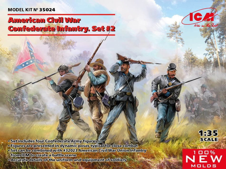 American Civil War Confederate Infantry Set #2 Kit – ICM 1:35