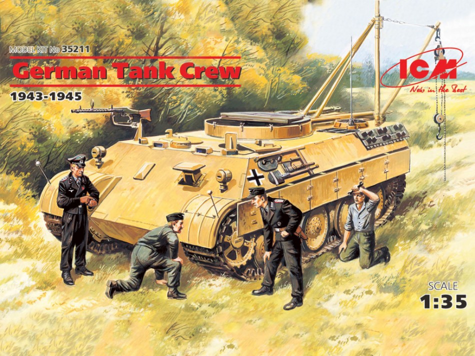 German Tank Crew 1943-1945 1 OFFICER+1 UNTEROFFICER+2 Soldiers Kit – ICM 1:35