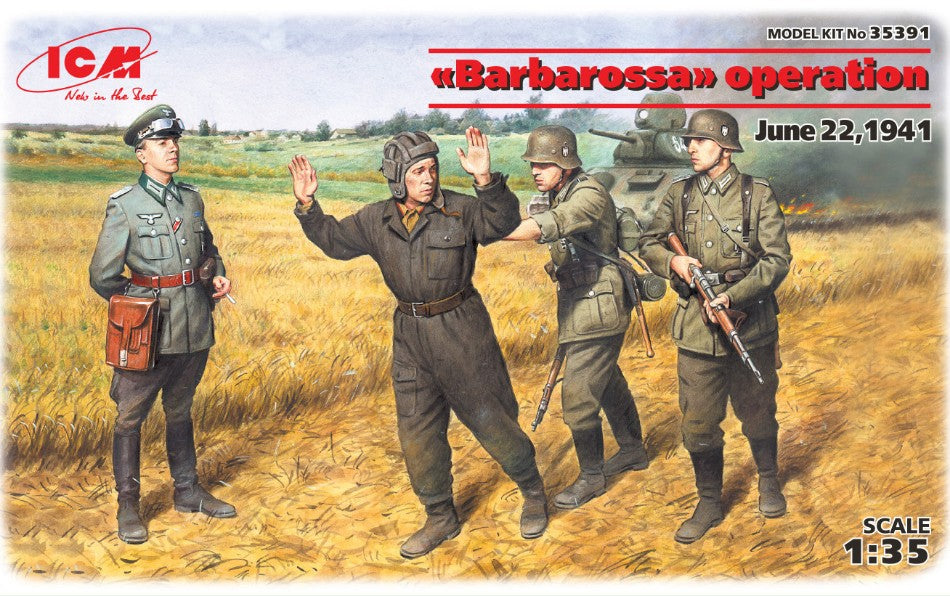Barbarossa Operation June 1941 1 German Officer + 3 Soldiers Kit – ICM 1:35