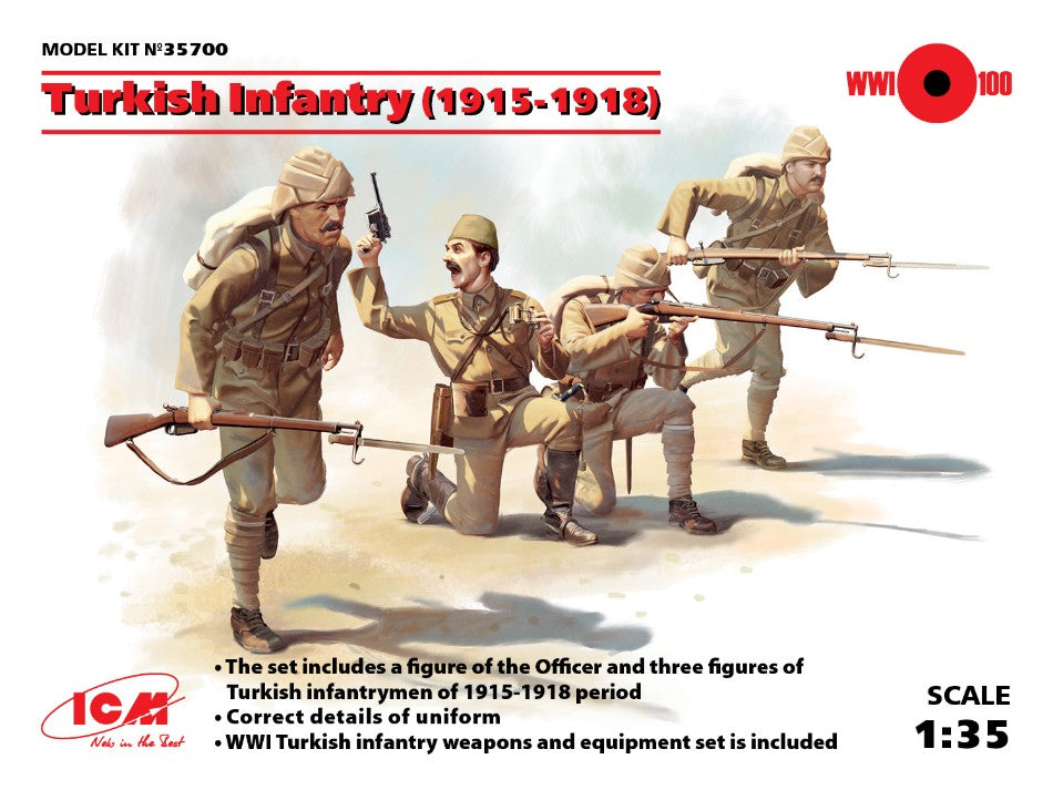 Turkish Infantry 1915-1918 4 Figures Kit – ICM 1:35