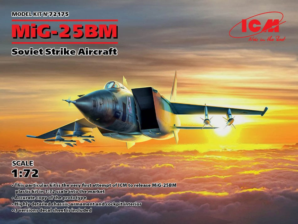 MIG-25 Bm Soviet Strike Aircraft Kit – ICM 1:72