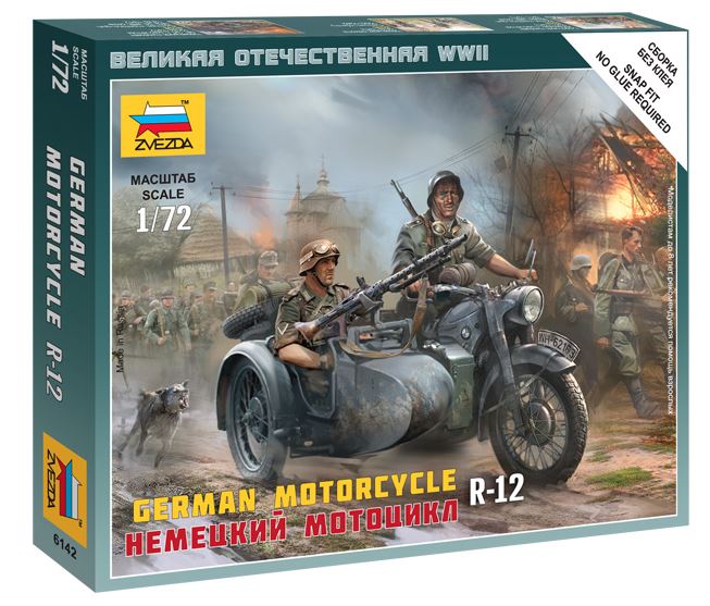 German Motorcycle R-12 W/sidecar Kit – Zvezda 1:72