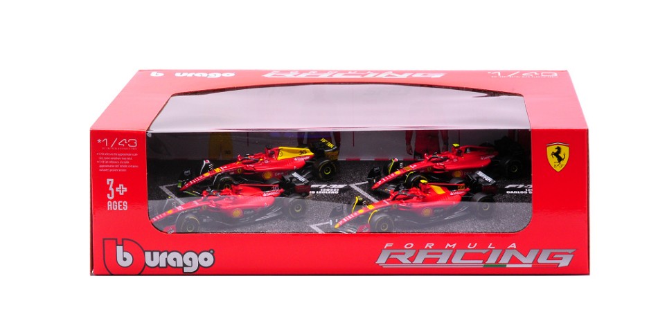 Ferrari Set: SF23 N.16/SF23 N.55 MONZA/F1-75 N.16 MONZA/F1-75 N.55 – Burago 1:43