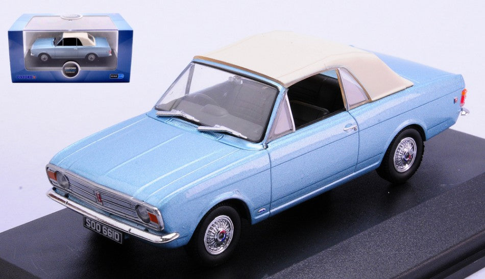 Ford Cortina Mkii Crayford Convertible Metallic Light Blue/white – Oxford 1:43