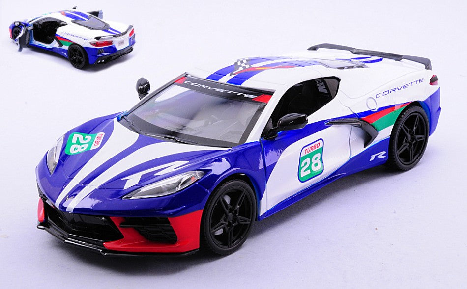 Corvette C8 GT N.28 Racing 2020 White/blue/red – MotorMax 1:24