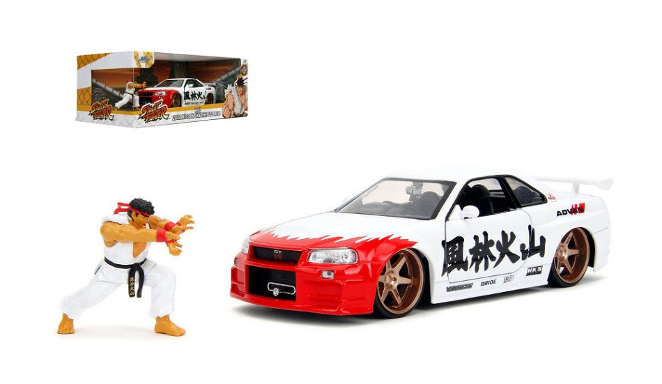 Ryu Nissan Skyline Gtr R34 "street Fighter" White/red/black – Jada Toys 1:24
