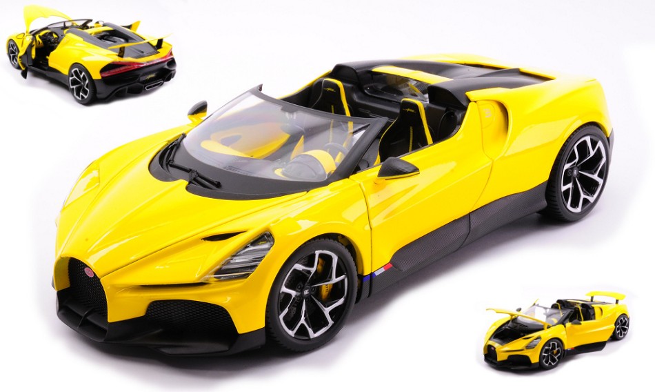 Bugatti W16 Mistral Cabriolet Yellow – Burago 1:18