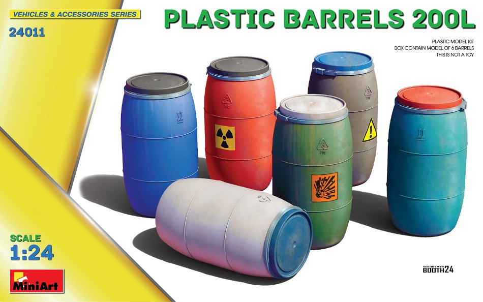 Plastic Barrels 200 Lt Kit – Miniart 1:24