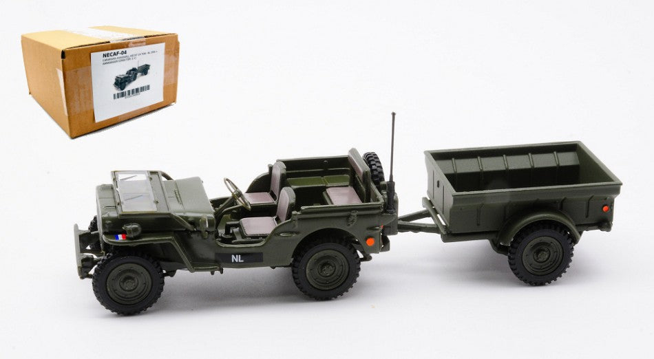 Necaf 1/4 Ton Military Vehicle Nl 1955 Open Top + Remorque – Cararama 1:43