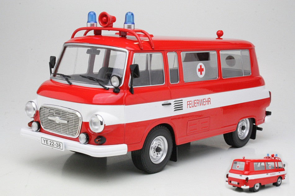 Barkas B 1000 Mini Bus Fire Brigade Ambulance – ModelCarGroup 1:18