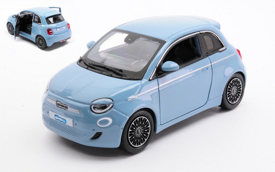 Fiat 500e 2023 Light Blue – Burago 1:24